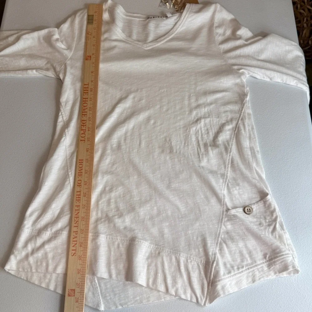 Habitat Womens Slub Cotton Asymmetrical Tunic Top Size XS White Minimalist‎